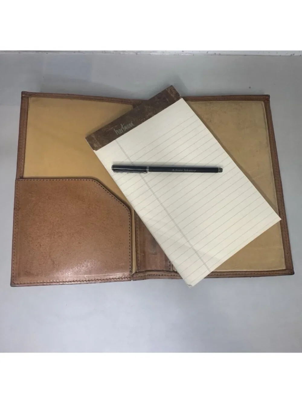 VTG Hartmann Belting Leather Writing Folio Jotter Pad w/original Pad & Pen 8.5x6
